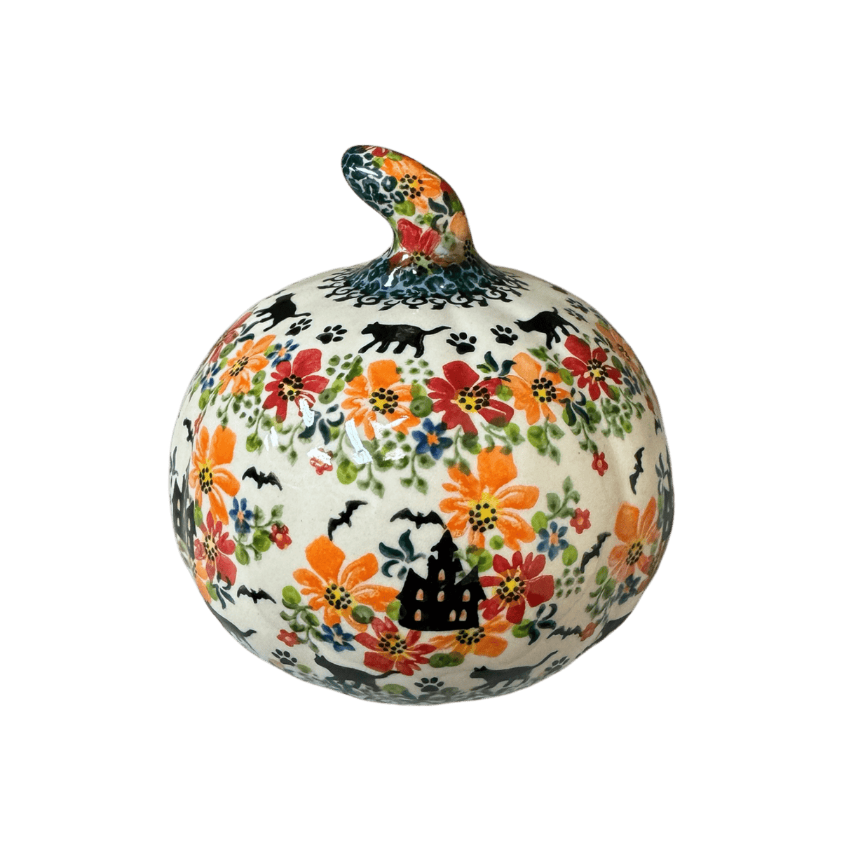 Decorative Pumpkin, 5.75" in "Black Cat Crossing" by Galia | GAD37-AH2