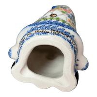 A picture of a Polish Pottery 6.5" Small Gnome Figurine (Daisy Garden) | GAD38-ABP4 as shown at PolishPotteryOutlet.com/products/6-5-small-gnome-figurine-daisy-garden-gad38-abp4