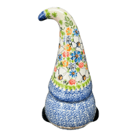 A picture of a Polish Pottery 8.5" Large Gnome Figurine (Daisy Garden) | GAD40-ABP4 as shown at PolishPotteryOutlet.com/products/8-5-large-gnome-figurine-daisy-garden-gad40-abp4
