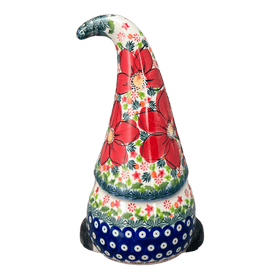 Polish Pottery 8.5" Large Gnome Figurine (Poinsettias) | GAD40-AS5 Additional Image at PolishPotteryOutlet.com