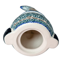 A picture of a Polish Pottery 8.5" Large Gnome Figurine (Sunflower Party) | GAD40-ASZ1 as shown at PolishPotteryOutlet.com/products/8-5-large-gnome-figurine-sunflower-party-gad40-asz1