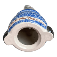 A picture of a Polish Pottery 8.5" Large Gnome Luminary (Daisy Garden) | GAD41-ABP4 as shown at PolishPotteryOutlet.com/products/8-5-large-gnome-luminary-daisy-garden-gad41-abp4