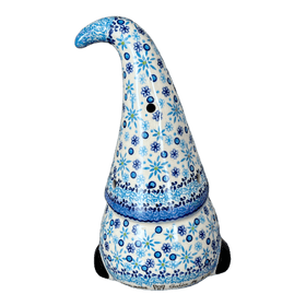 Polish Pottery 8.5" Large Gnome Luminary (Spring Snow) | GAD41-PCH1 Additional Image at PolishPotteryOutlet.com