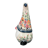 A picture of a Polish Pottery Large Gnome Luminary (Red & Orange Dream) | GAD41-UHP as shown at PolishPotteryOutlet.com/products/large-gnome-luminary-red-orange-dream-gad41-uhp
