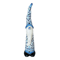 A picture of a Polish Pottery 12.5" Skinny Gnome Luminary (Spring Snow) | GAD43-PCH1 as shown at PolishPotteryOutlet.com/products/12-5-skinny-gnome-luminary-spring-snow-gad43-pch1