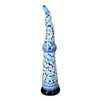 A picture of a Polish Pottery 12.5" Skinny Gnome Luminary (Spring Snow) | GAD43-PCH1 as shown at PolishPotteryOutlet.com/products/12-5-skinny-gnome-luminary-spring-snow-gad43-pch1
