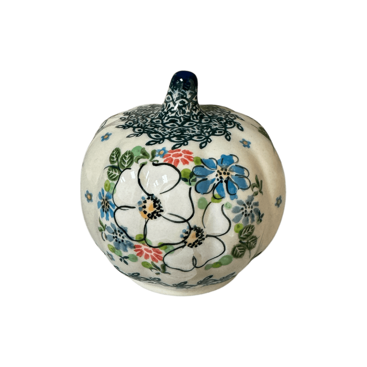 Decorative Pumpkin, 4" in "Large White Daisy" by Galia | GAD44-ABP
