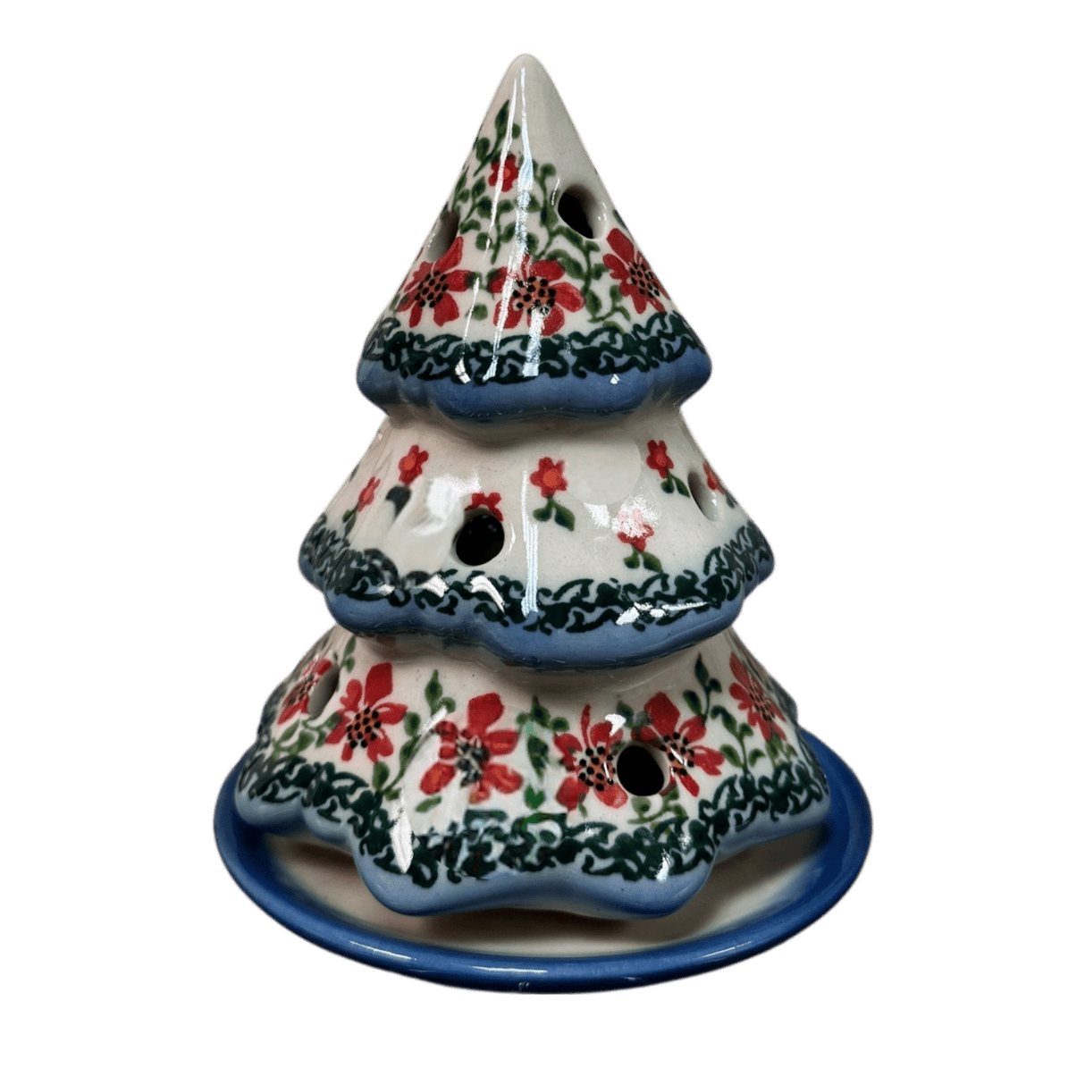 Luminary, Christmas Tree, 5" Small in "Draping Red Florals" by Galia | GCH03-PW3