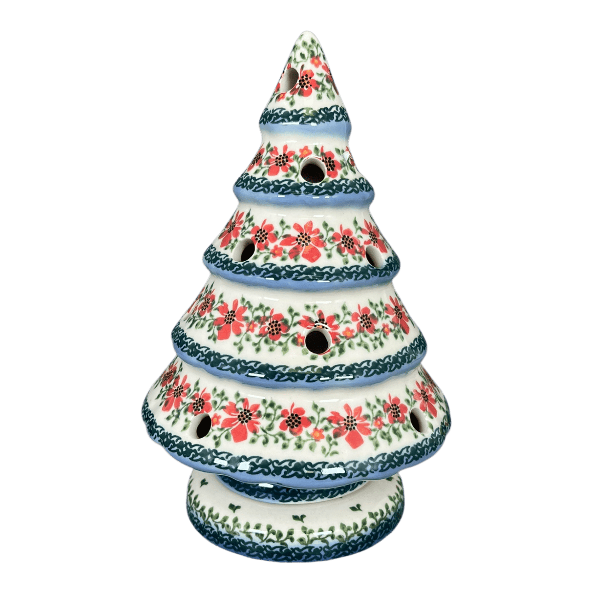 Luminary, Christmas Tree, 10" Large in "Draping Red Florals" by Galia | GCH05-PW3