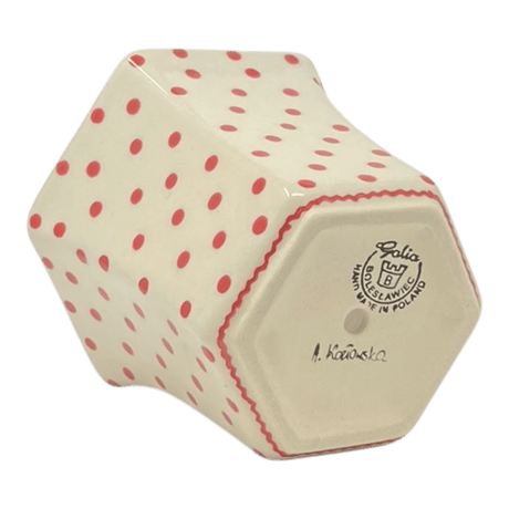 Flower Pot, Hexagonal, 5" Small in "Dotted Reds" by Galia | GDN08-PG3