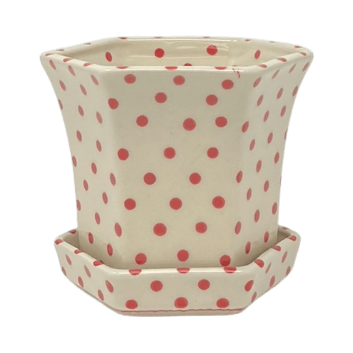 Flower Pot, Hexagonal, 5" Small in "Dotted Reds" by Galia | GDN08-PG3