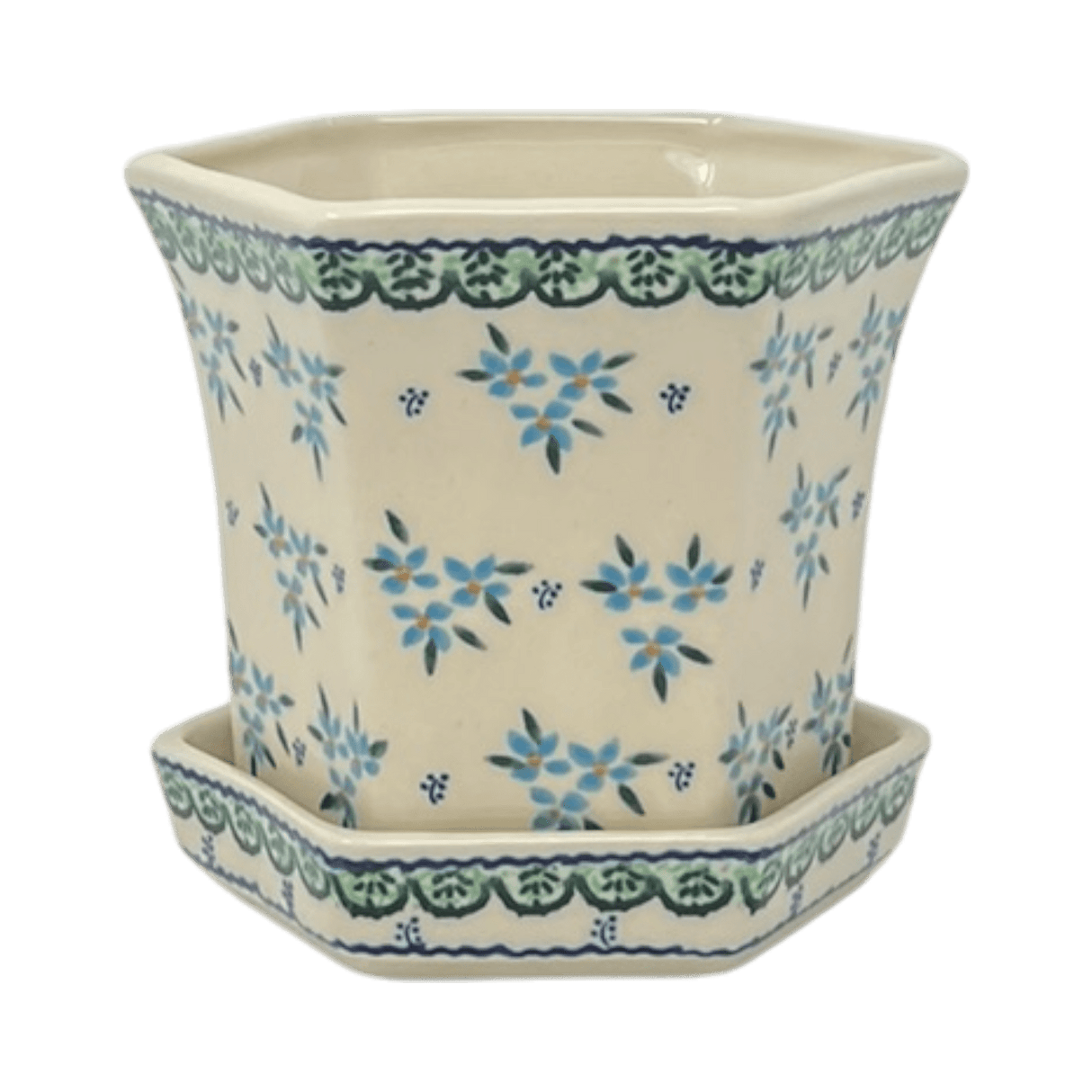 Flower Pot, Hexagonal, 5" Small in "Blue Star Bundle" by Galia | GDN08-PN