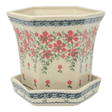 Flower Pot, Hexagonal, 5" Small in "Draping Red Florals" by Galia | GDN08-PW3