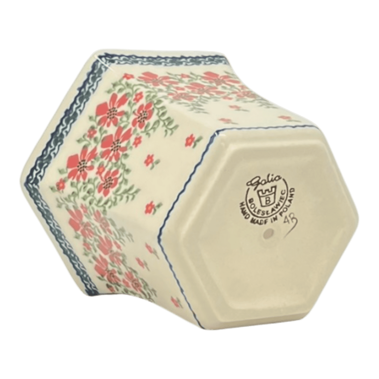 Flower Pot, Hexagonal, 5" Small in "Draping Red Florals" by Galia | GDN08-PW3