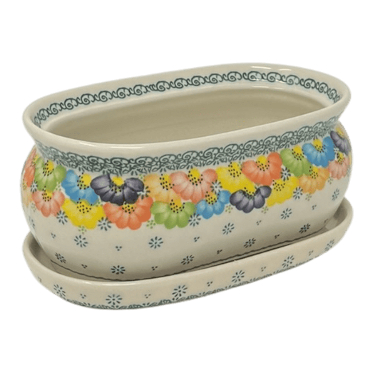 Pot, Herb, 8.5" in "Rainbow Wreath" by Galia | GDN12-UV3