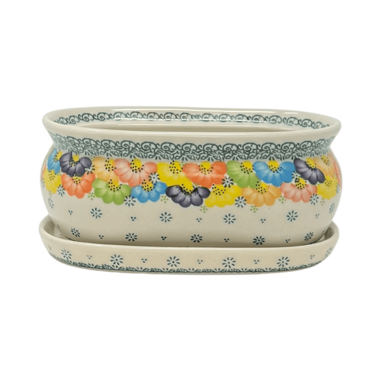 Pot, Herb, 8.5" in "Rainbow Wreath" by Galia | GDN12-UV3