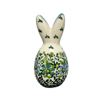 A picture of a Polish Pottery 3.75" Bunny Figurine (Blue & Green Dream) | GJ15-UHP2 as shown at PolishPotteryOutlet.com/products/3-75-bunny-figurine-blue-green-dream-gj15-uhp2