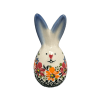 A picture of a Polish Pottery 3.75" Bunny Figurine (Red & Orange Dream) | GJ15-UHP as shown at PolishPotteryOutlet.com/products/3-75-bunny-figurine-red-orange-dream-gj15-uhp