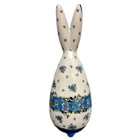 Polish Pottery 12" Bunny Figurine (Light Blue Bouquet) | GJ16-UWP4 Additional Image at PolishPotteryOutlet.com