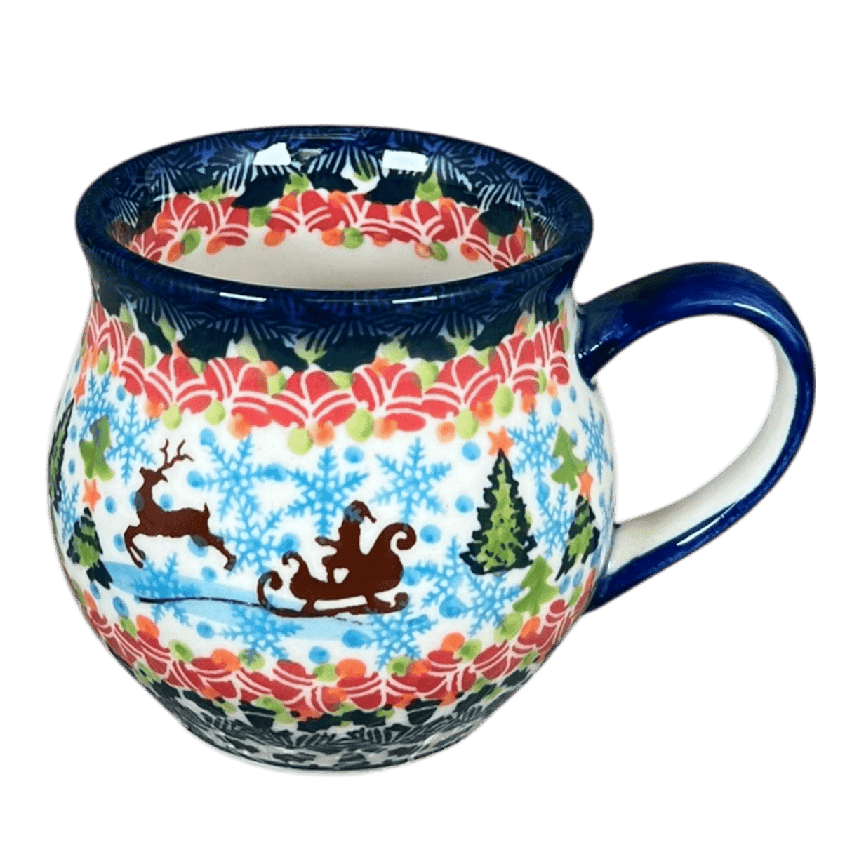 Mug, Belly Mug, 12 oz Medium in "Santa's Sleigh Ride" by Galia | GK04B-AS3