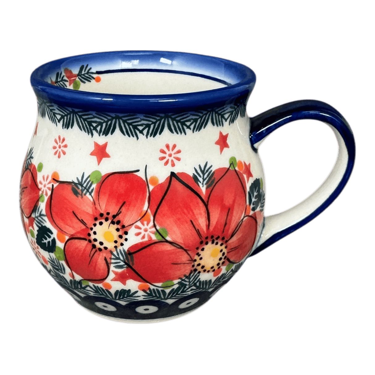 Mug, Belly Mug, 12 oz Medium in "Poinsettias" by Galia | GK04B-AS5