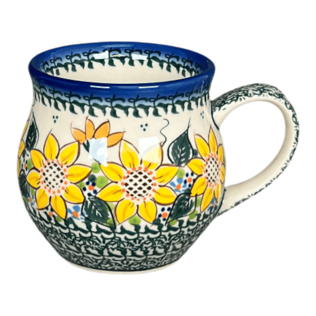 Mug, Belly Mug, 12 oz Medium in "Sunflower Party" by Galia | GK04B-ASZ1