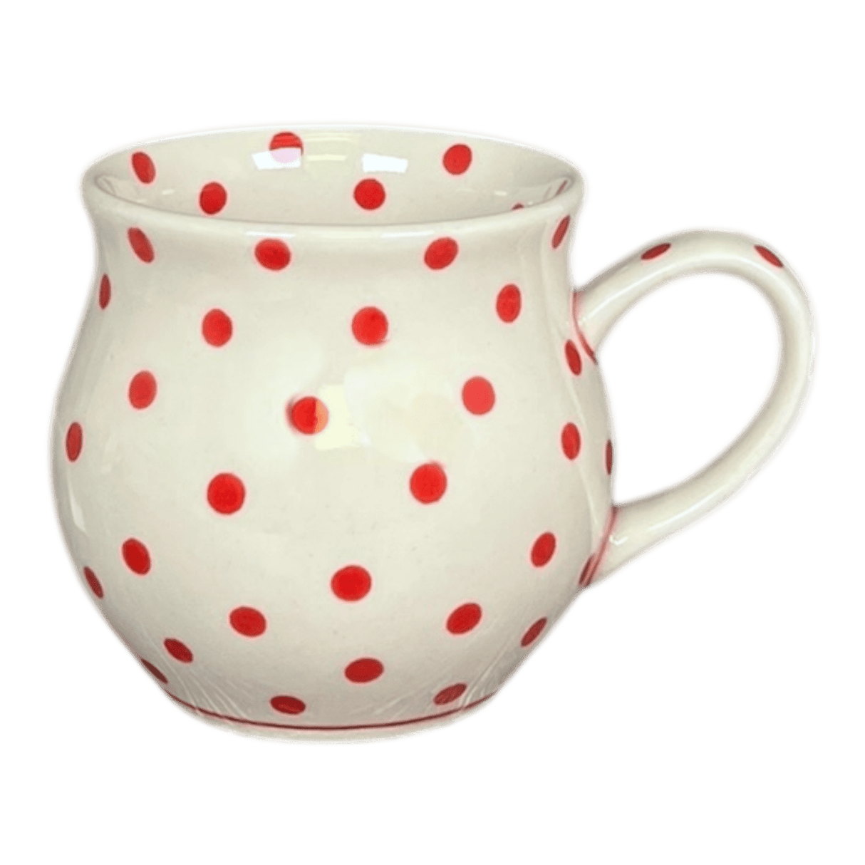 Mug, Belly Mug, 12 oz Medium in "Dotted Reds" by Galia | GK04B-PG3