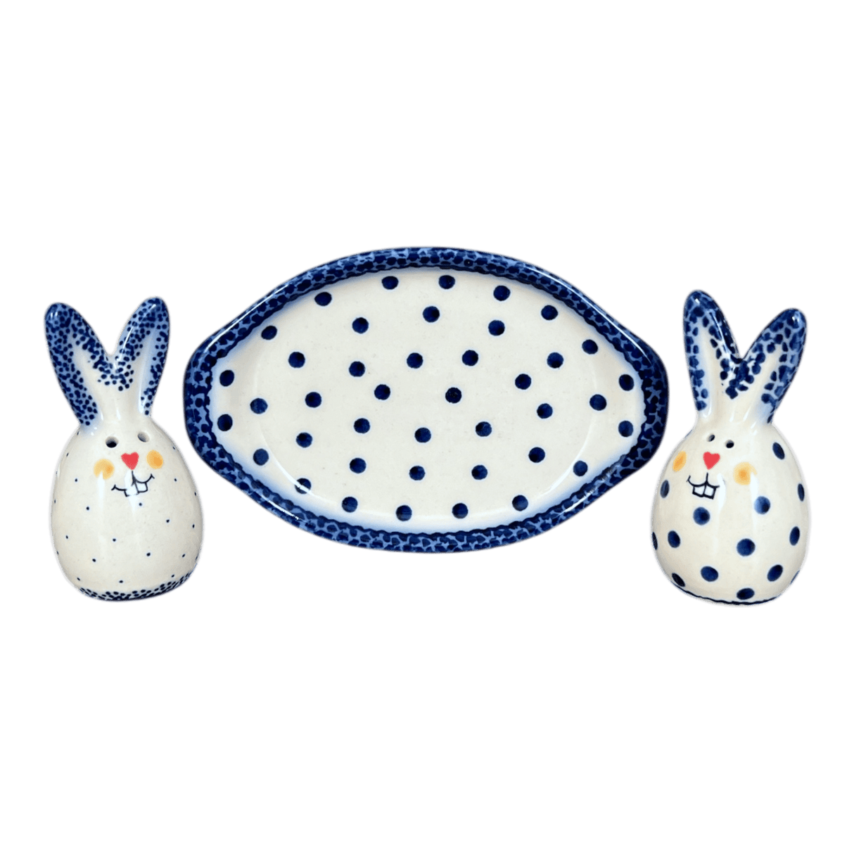 Shaker, Bunny, Set, 4.3" in "Dotted Blues" by Galia | GSP12-PG5