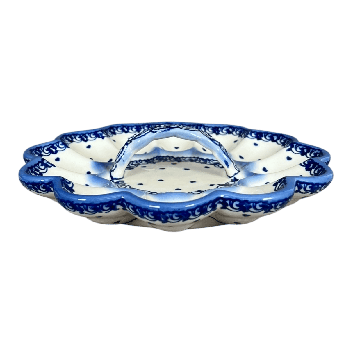 Plate, Round, Egg Plate, With Handle, 8.5" in "Blooming Hearts" by Galia | GT13-PS