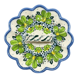 Plate, Round, Egg Plate, With Handle, 8.5" in "Green Daisy Dot" by Galia | GT13-UZK1