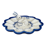 Plate, Round, Egg Plate, 8.75" Bunny in "Blue Speckled" by Galia | GT14-PKN