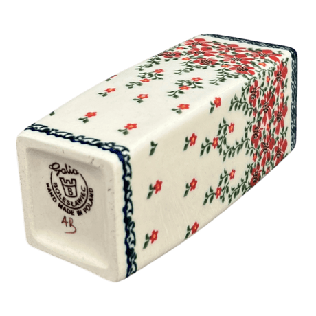 Vase, Square Vase, 6.5" in "Draping Red Florals" by Galia | GW07-PW3