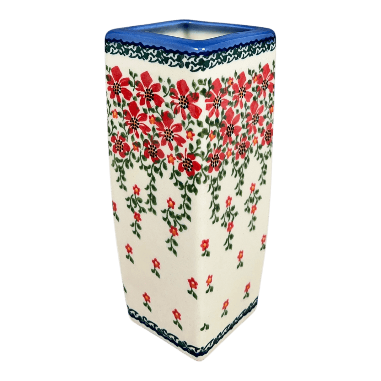 Vase, Square Vase, 6.5" in "Draping Red Florals" by Galia | GW07-PW3