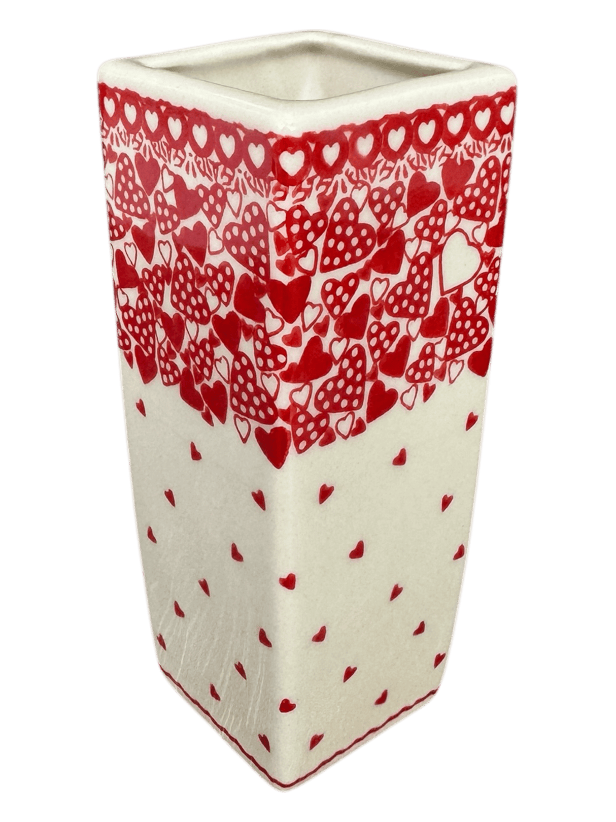 Vase, Square Vase, 6.5" in "Quilt of Hearts" by Galia | GW07-US1