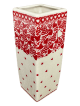 Vase, Square Vase, 6.5" in "Quilt of Hearts" by Galia | GW07-US1