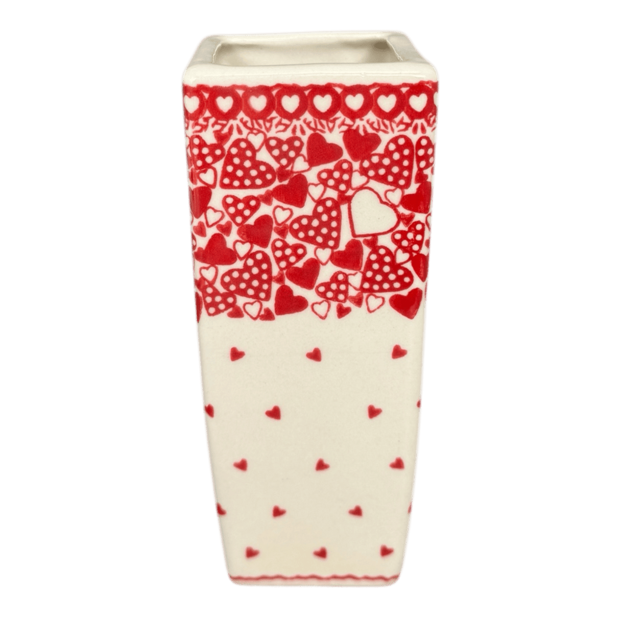 Vase, Square Vase, 6.5" in "Quilt of Hearts" by Galia | GW07-US1