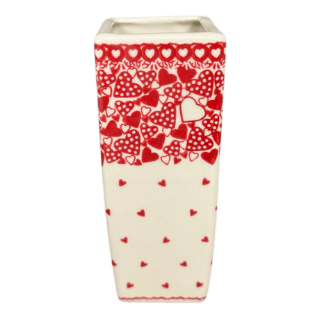 Vase, Square Vase, 6.5" in "Quilt of Hearts" by Galia | GW07-US1