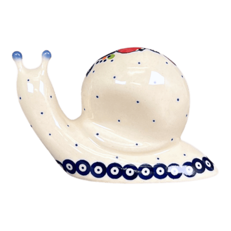Figurine, Snail, 2.75" in "Red Daisy Dot" by Galia | GZW01-UCK