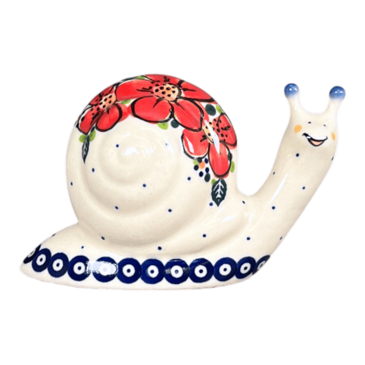 Figurine, Snail, 2.75" in "Red Daisy Dot" by Galia | GZW01-UCK