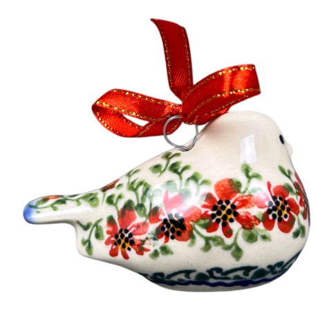 Ornament, Bird, 2" in "Draping Red Florals" by Galia | GZW28-PW3