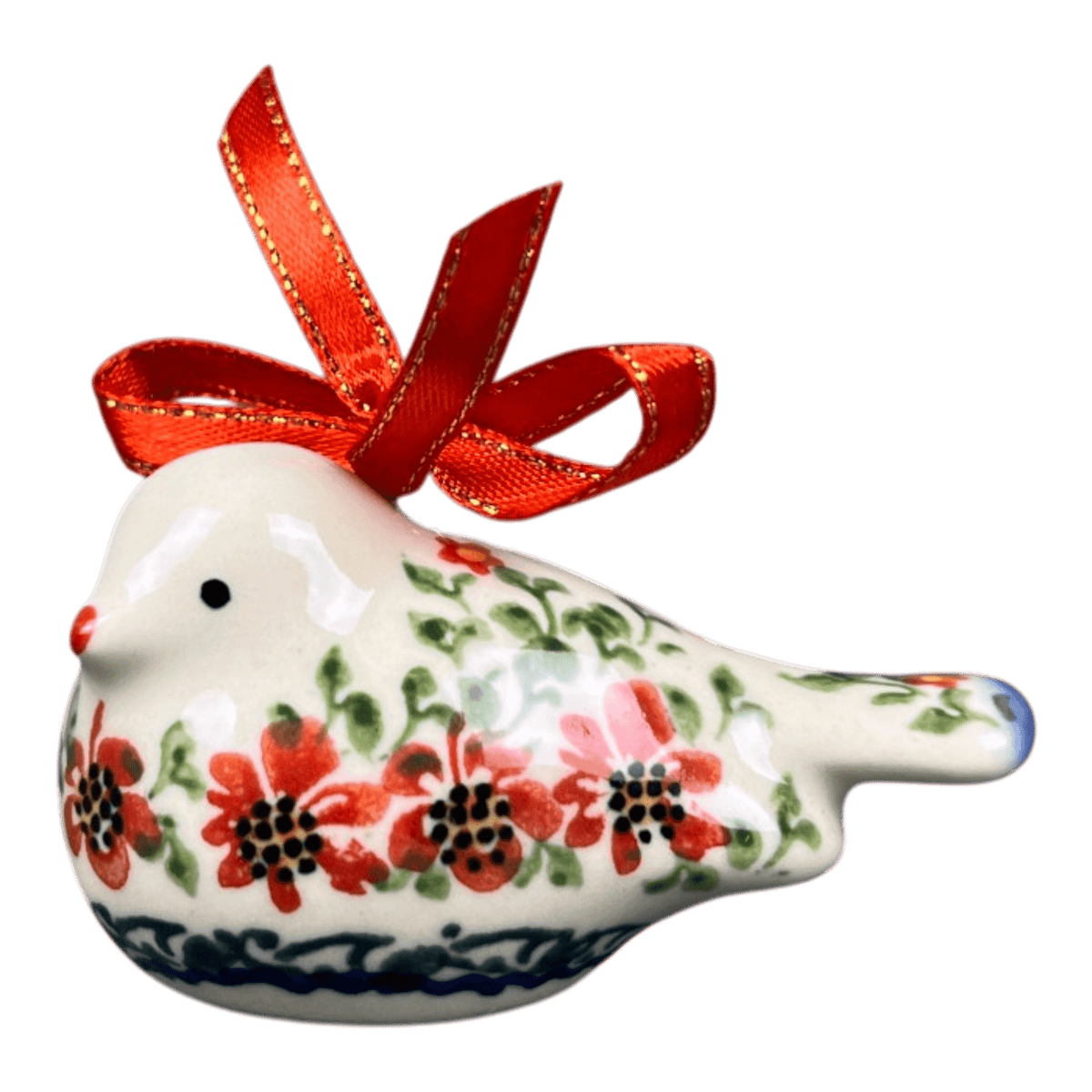 Ornament, Bird, 2" in "Draping Red Florals" by Galia | GZW28-PW3