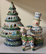 Luminary, Christmas Tree, 10" Large in "Draping Red Florals" by Galia | GCH05-PW3