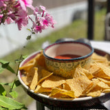 Platter, Round, Chip & Dip, 12.75" in "Bouncing Blue Blossoms" by Manufaktura | N007U-IM03