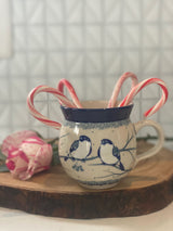 Mug, Belly Mug, 12 oz Medium in "Bullfinch on Blue" by Ceramika Artystyczna | A070-U4830