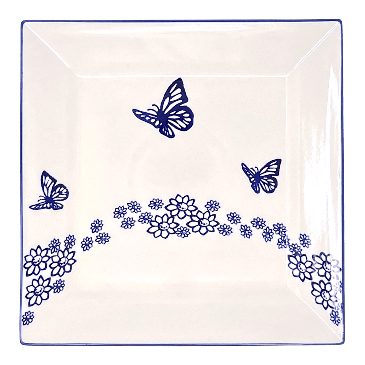 Plate, Square, Salad, 9" in "Butterfly Garden" by Manufaktura | T146T-MOT1