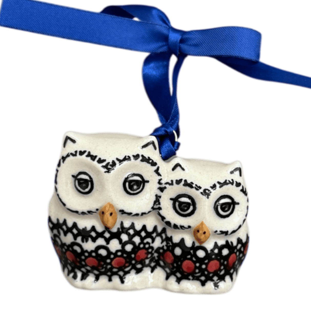 Ornament, Two Owl, 2" in "Duet in Black & Red" by Manufaktura | K020S-DPCC