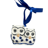 Ornament, Two Owl, 2" in "Snow Drift" by Manufaktura | K020T-PZ