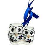 Ornament, Two Owl, 2" in "Woven Pansies" by Manufaktura | K020T-RV
