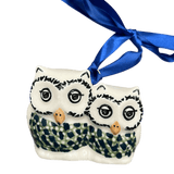 Ornament, Two Owl, 2" in "Bouncing Blue Blossoms" by Manufaktura | K020U-IM03