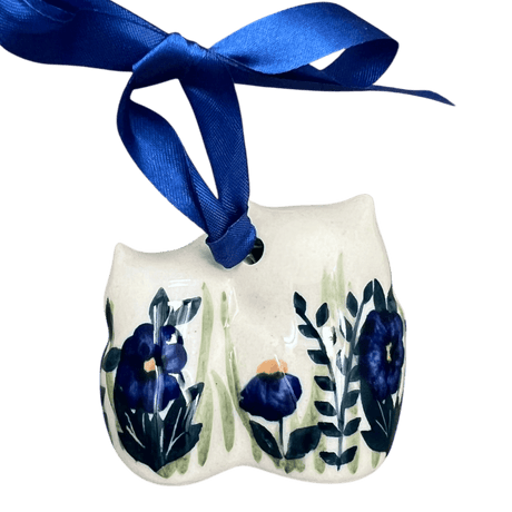 Ornament, Two Owl, 2" in "Bouncing Blue Blossoms" by Manufaktura | K020U-IM03